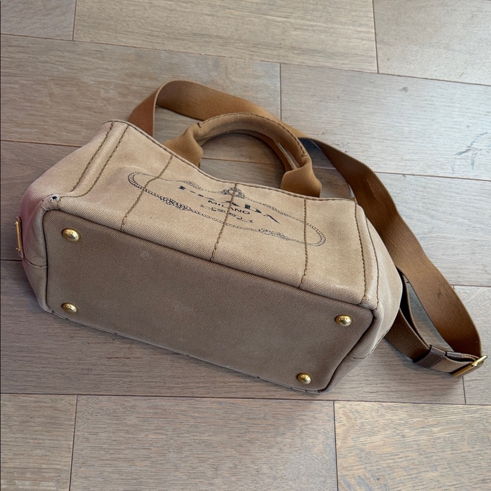 Prada Milano Beige Canapa Tote with Tan Strap - Picture 2 of 6